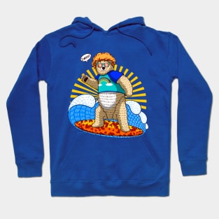 cool afro polar bear surfing Hoodie